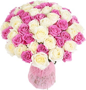 картинка 51 белая и розовая розы от магазина Цветов