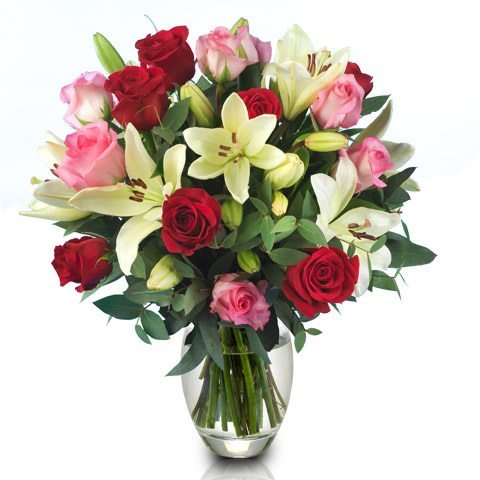картинка Лилии  и розы от магазина Цветов