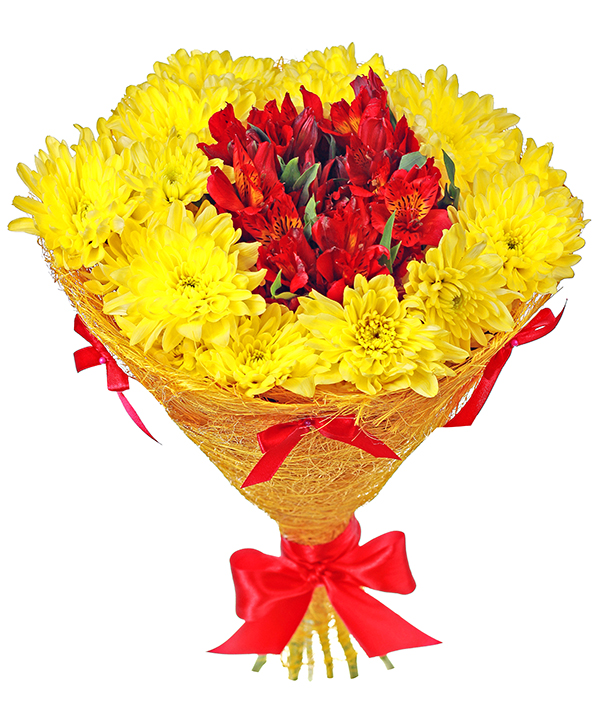 картинка 11 хризантем с альстромерией №2 от магазина Цветов