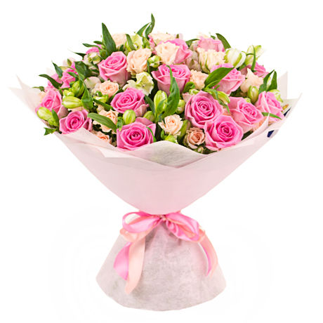 картинка Букет из роз и альстромерий от магазина Цветов