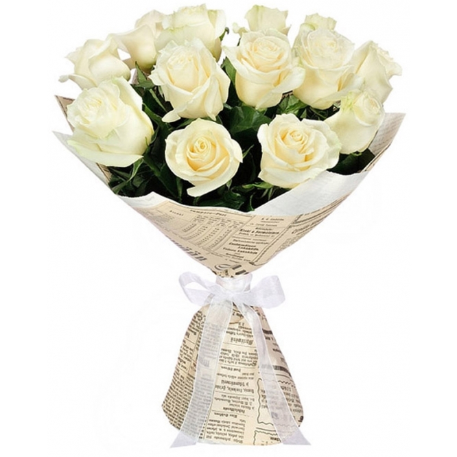 картинка 15 белых роз Прауд от магазина Цветов