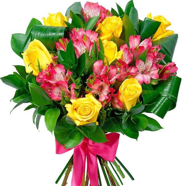 картинка Букет из альстромерии и розы от магазина Цветов